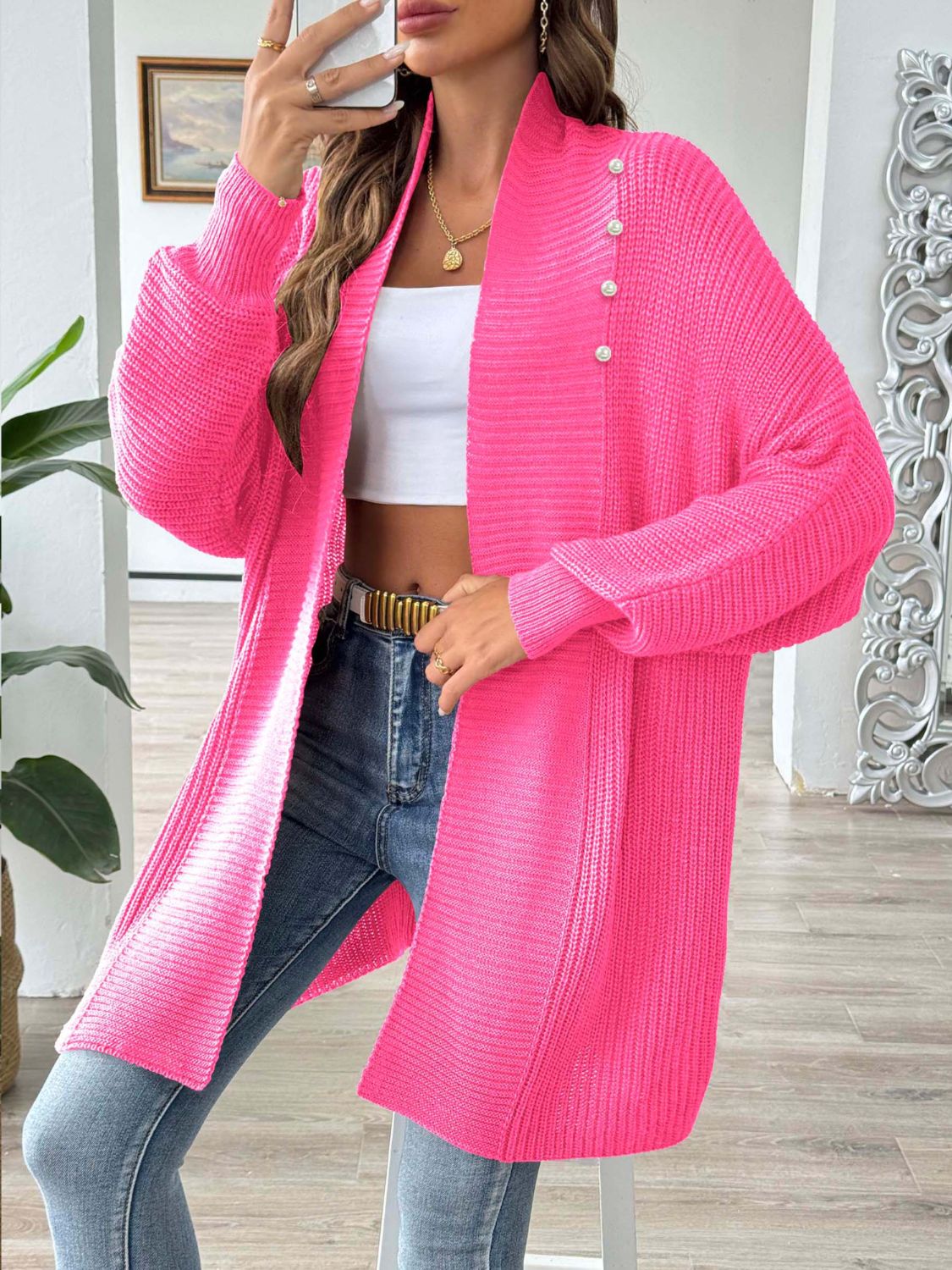 Women's Open Front Long Sleeve Knit Cardigan Lightweight Layer