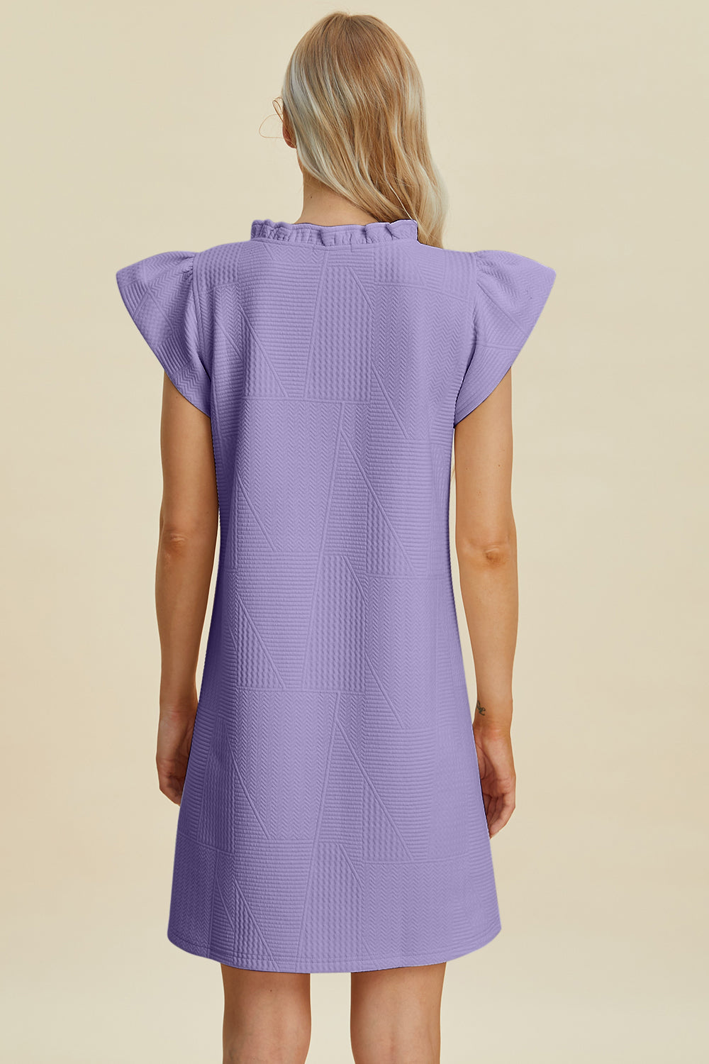 Ruffled V-Neck Cap Sleeve Dress in Elegant Style