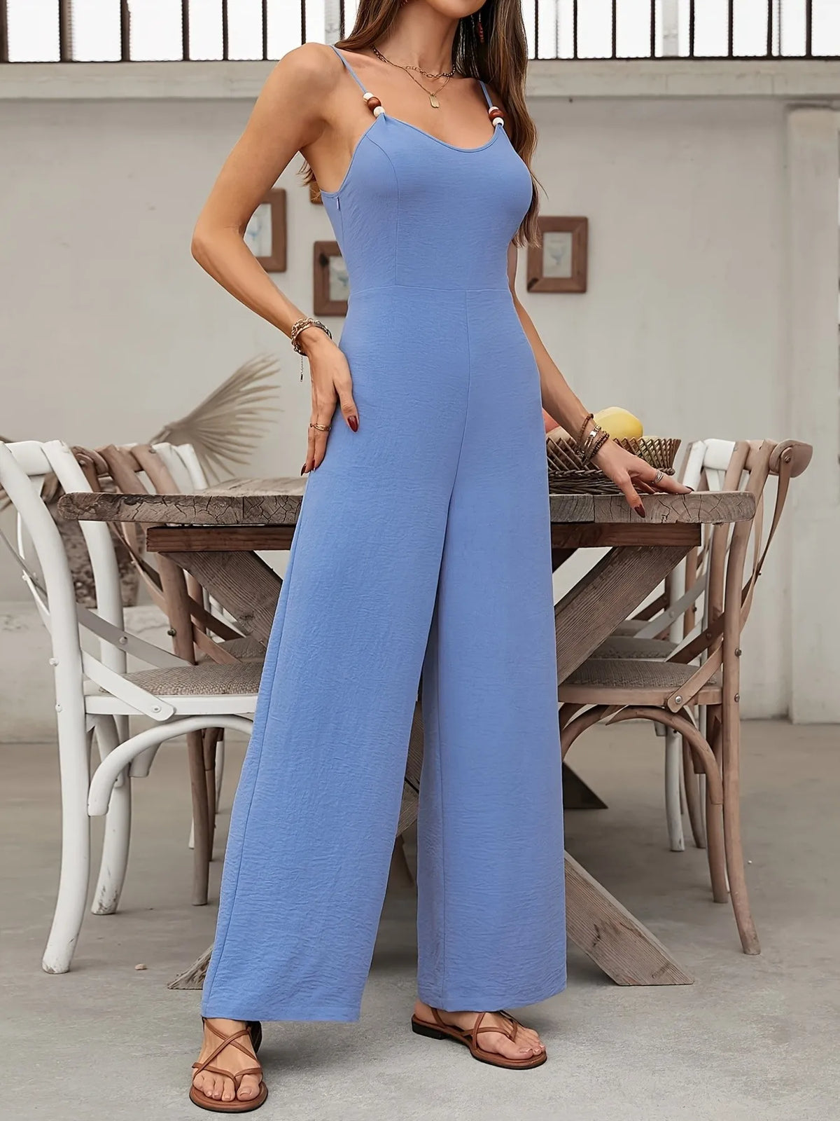 Spaghetti Strap Wide Leg Jumpsuit