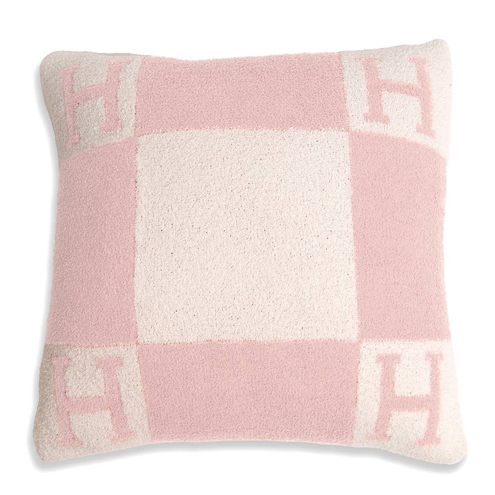 Pink H Patterned Cushion Cover Decorative Pillow Case 18x18