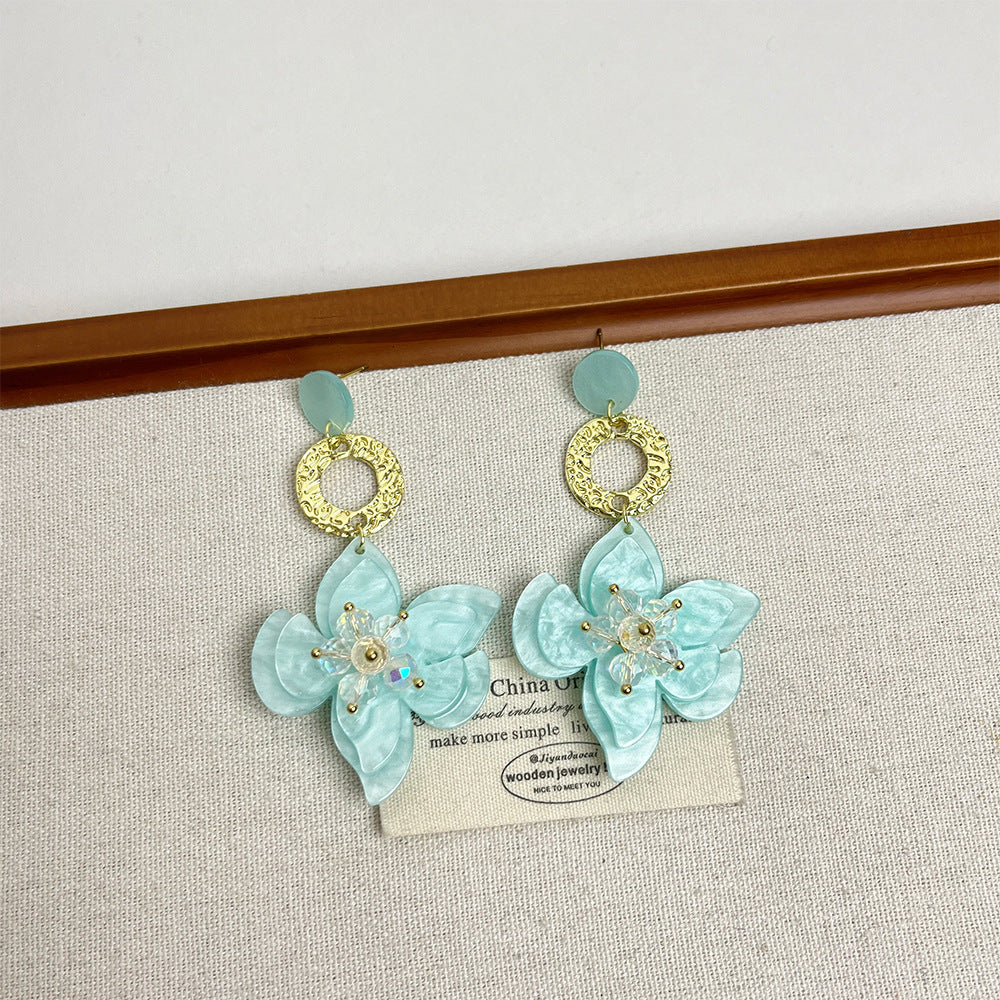 Resin Flower Pendant Earrings For Women