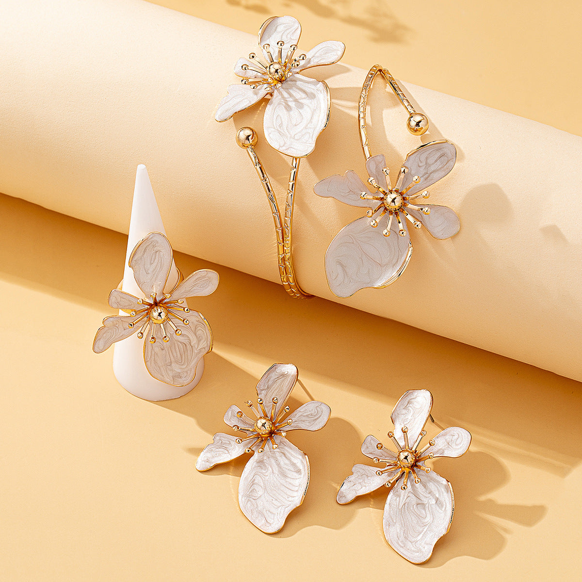 Natural Pearl Flower Earring Set