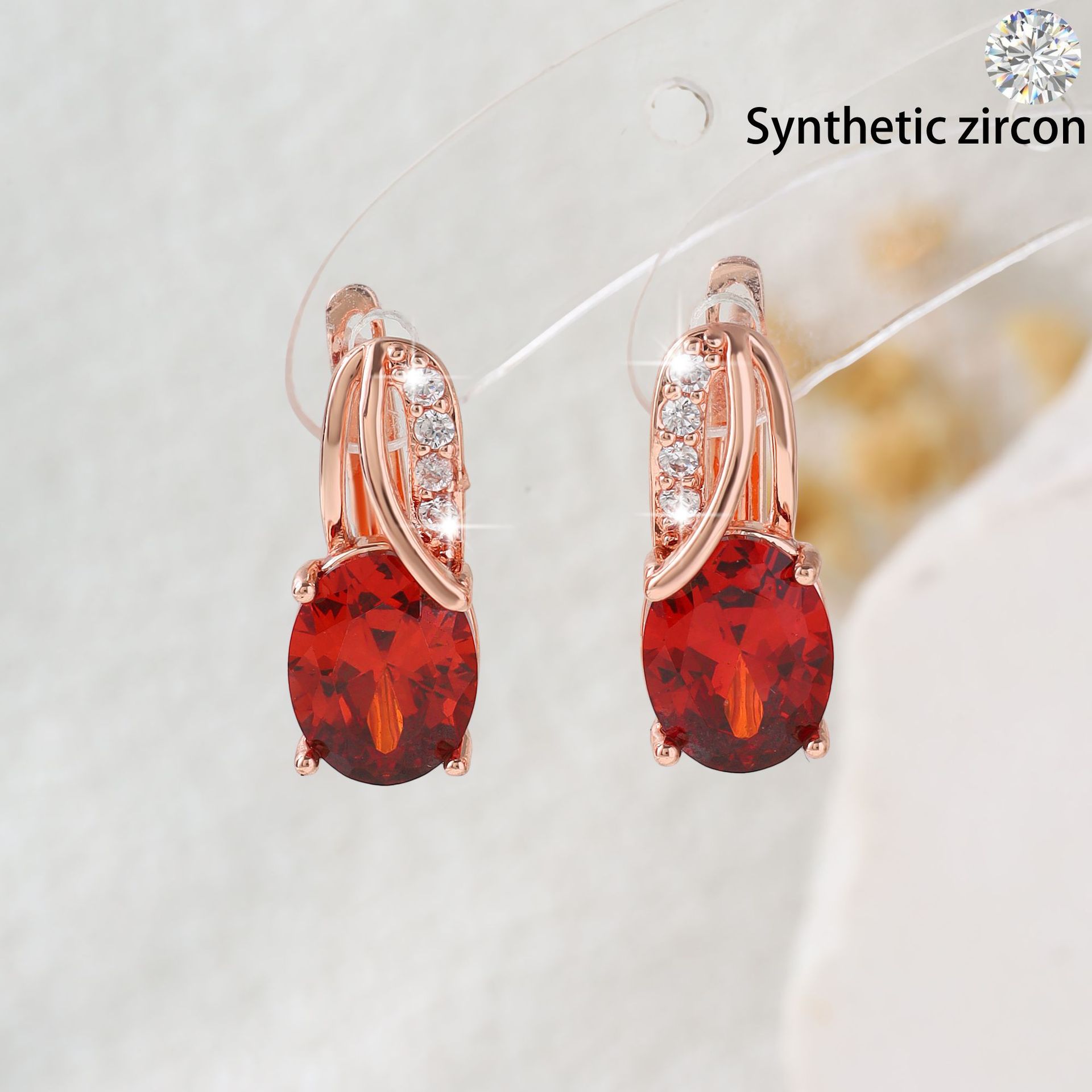 High-End Oval Colored Zircon Earrings