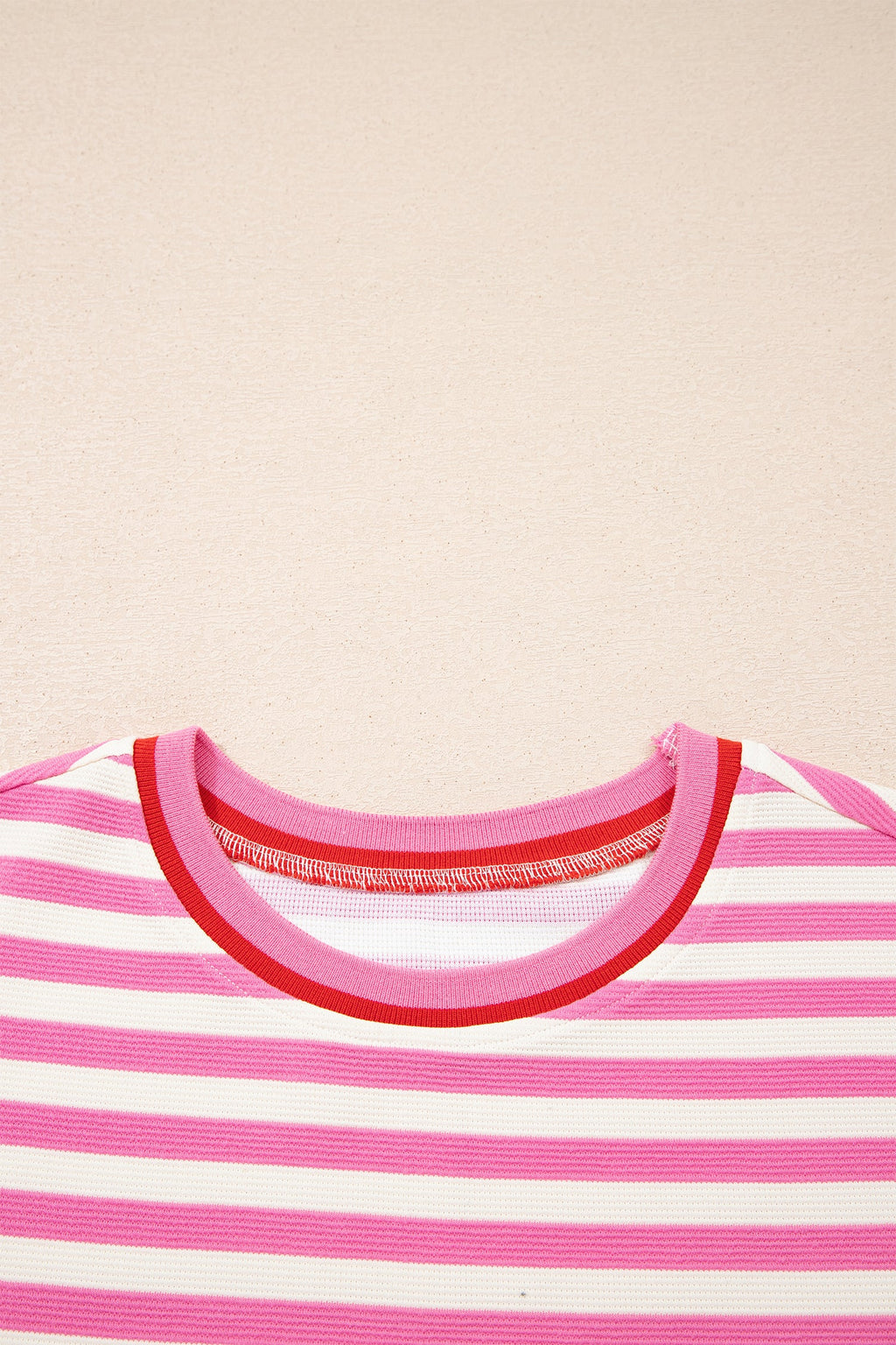 Matilda Trim Short Sleeve Set - Striped Knit Loungewear in Pink