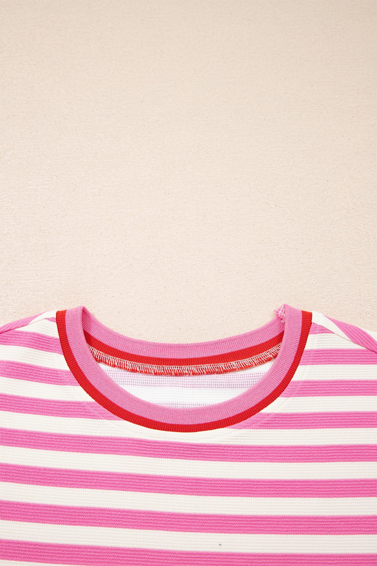 Matilda Trim Short Sleeve Set - Striped Knit Loungewear in Pink