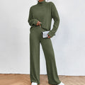 Women's Turtleneck Long-Sleeve Sweater and Loose Trouser Set