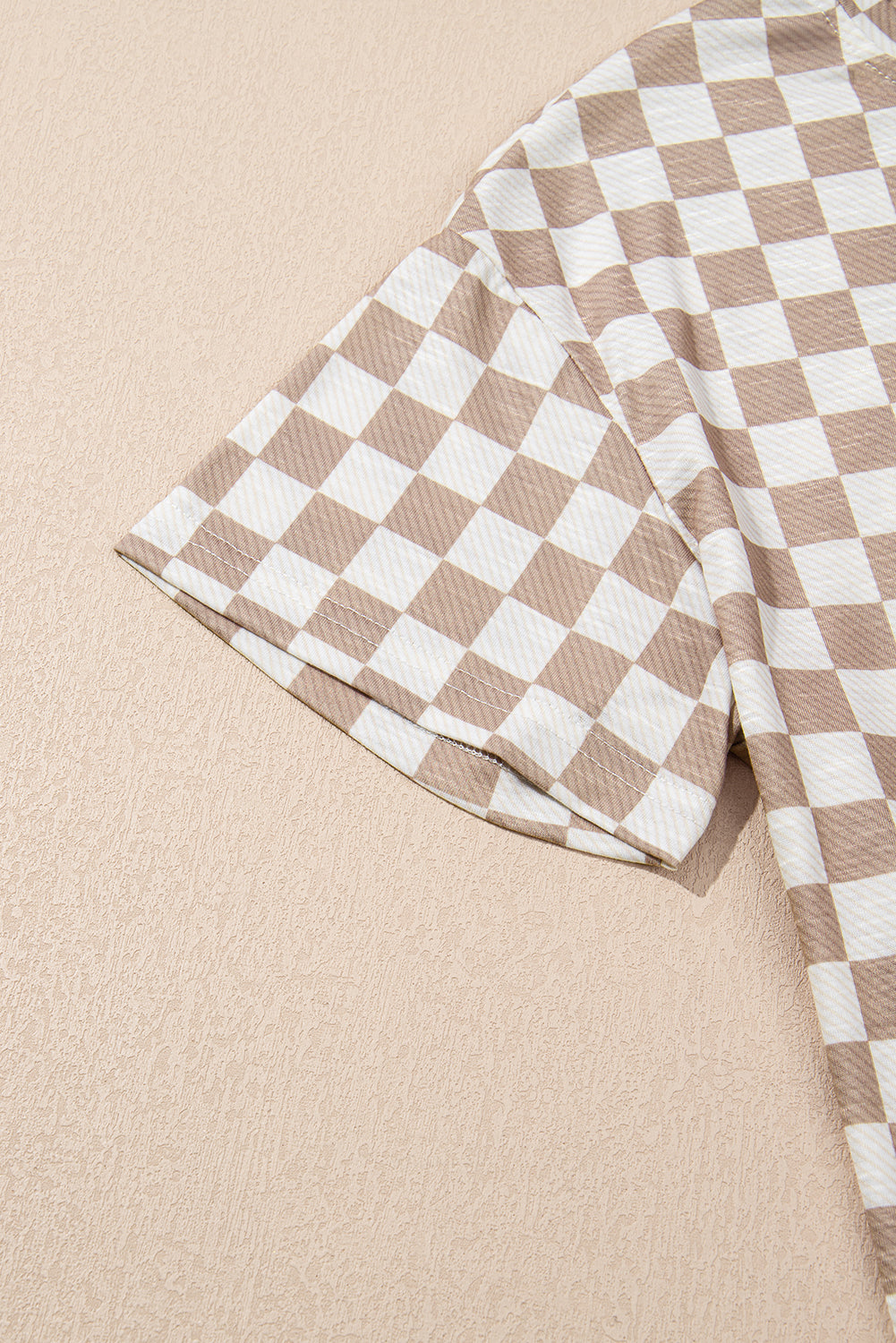 Brown Checkerboard T-Shirt & High Waist Skorts 2-Piece Set