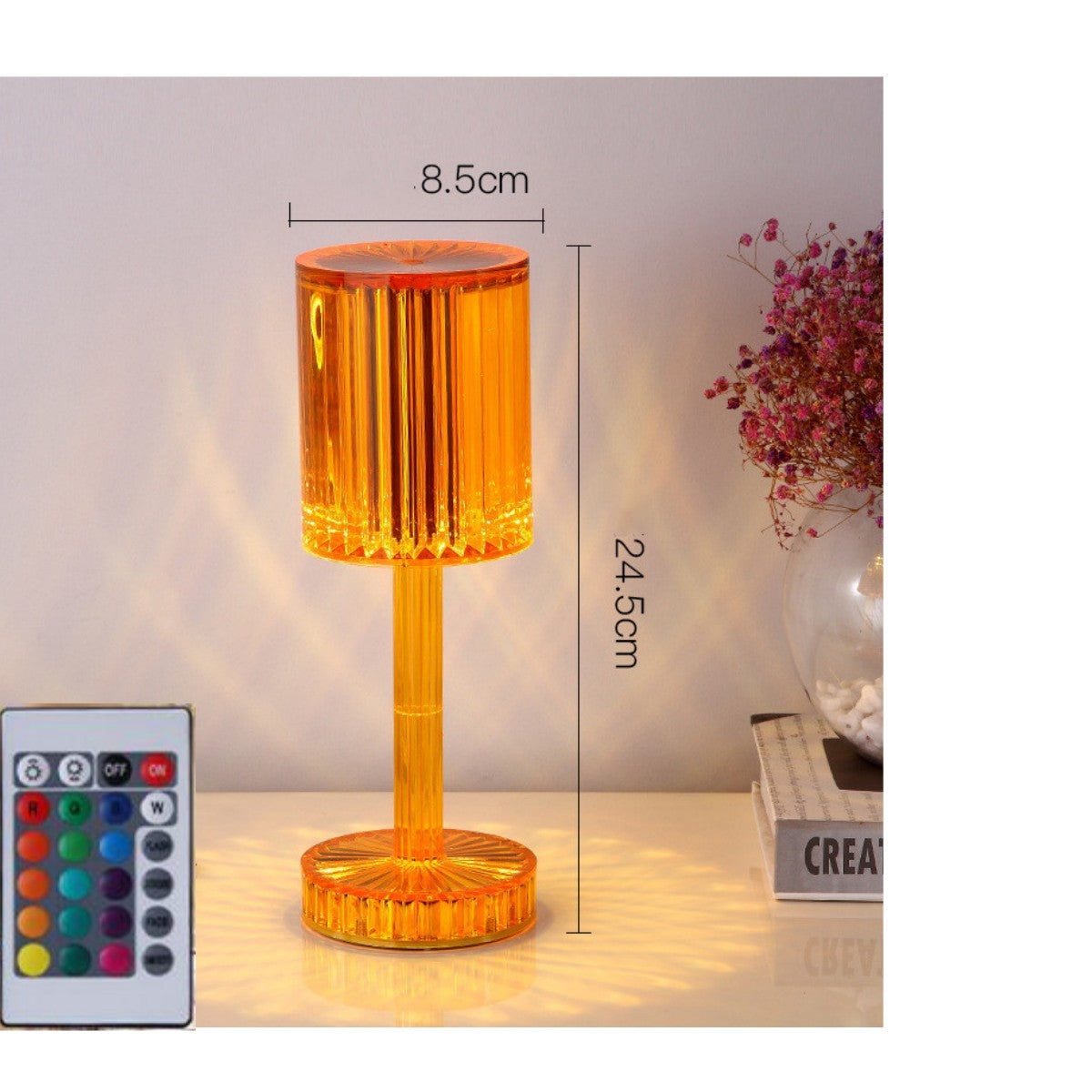 Crystal Diamond Table Lamp 3-Way Dimmable Touch Bedside Light