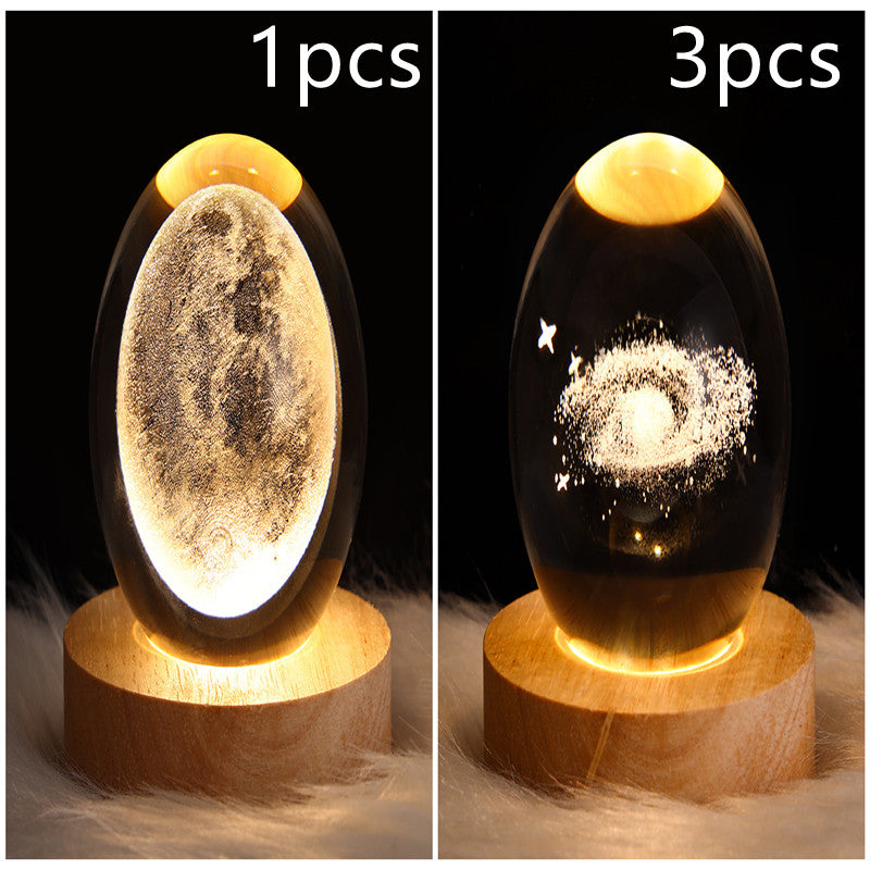 3D Galaxy Crystal Ball LED Night Light Planet Lamp Home Decor