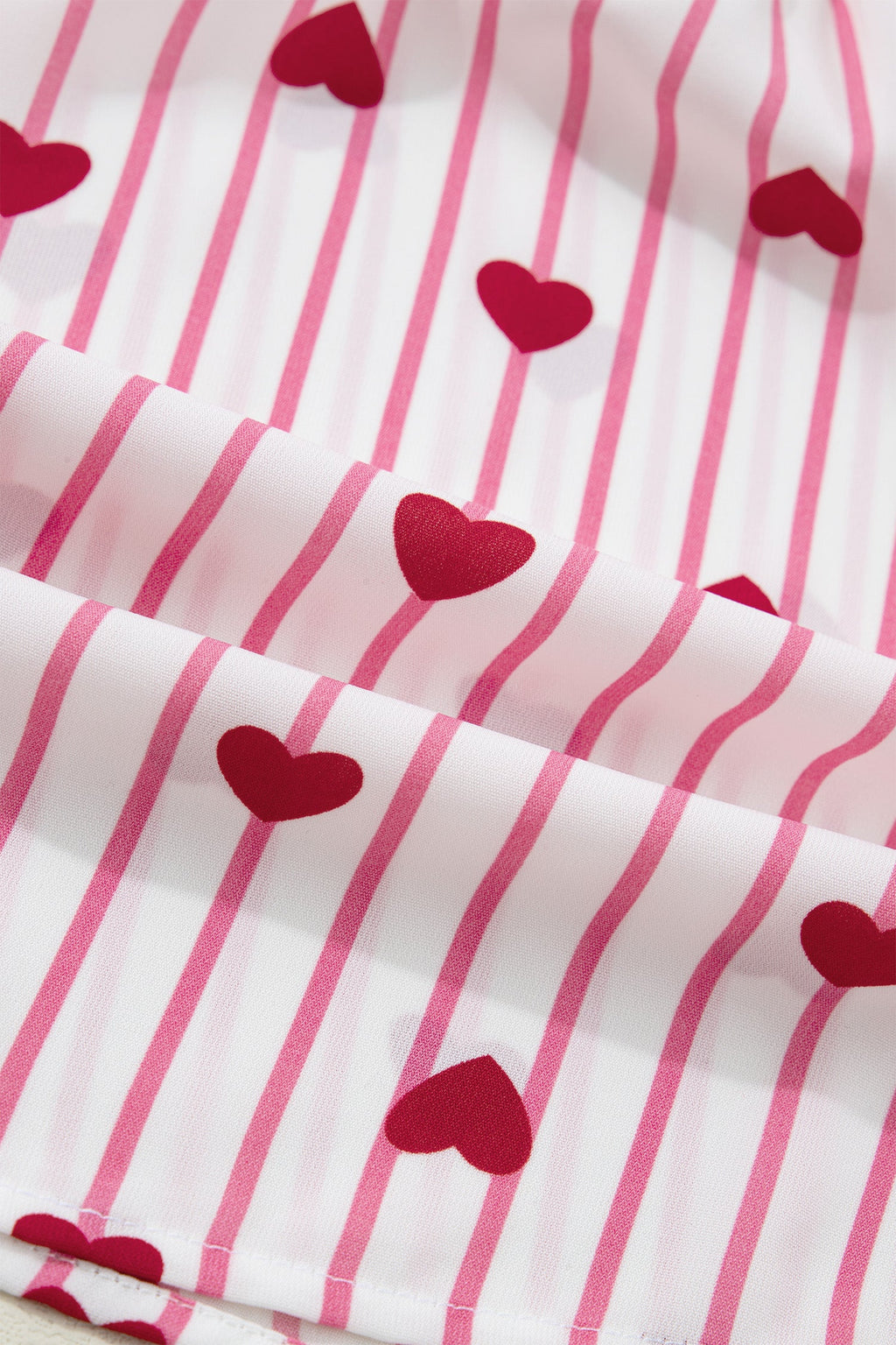 Stripe Textured Heart Flounce Sleeve Shirt