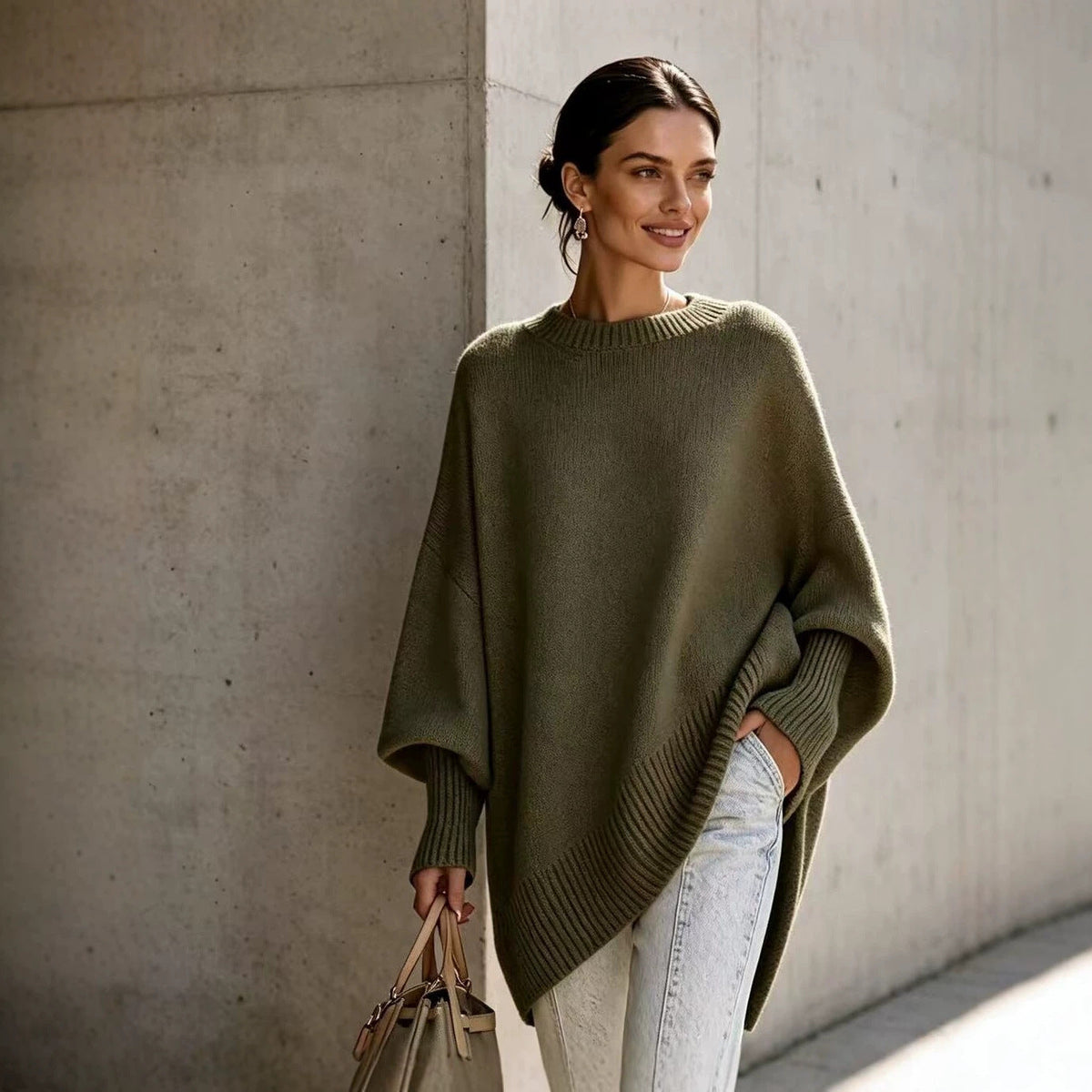 Women's Relaxed-Fit Solid-Color Sweater