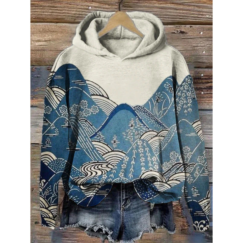 Women Printed Hooded Long Sleeve Graphic Pullover Sweatshirt - Image 6