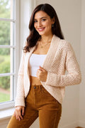 Double Take Open Front Long Sleeve Cardigan