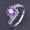 Fashionable Oval Purple Diamond-Encrusted Zircon Ring