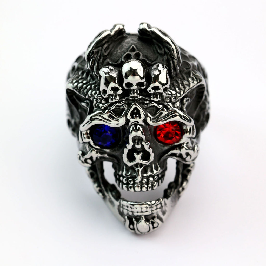 Retro Punk Statement Ring in Stainless Steel - Bold Geometric Design