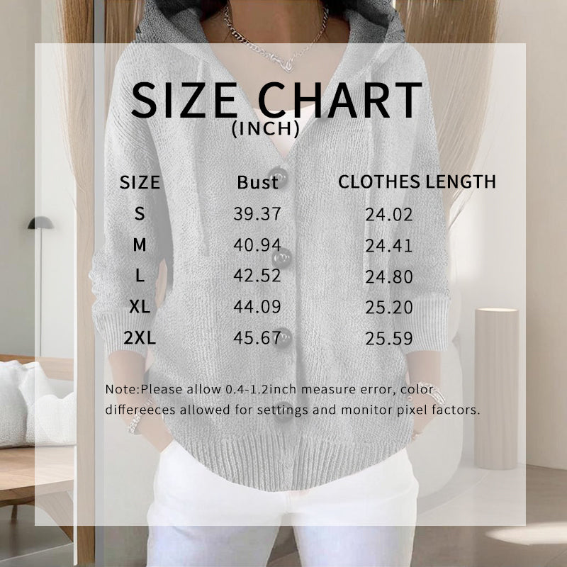Women’s Button-Down Hoodie Cardigan Sweater Coat - Relaxed Knit