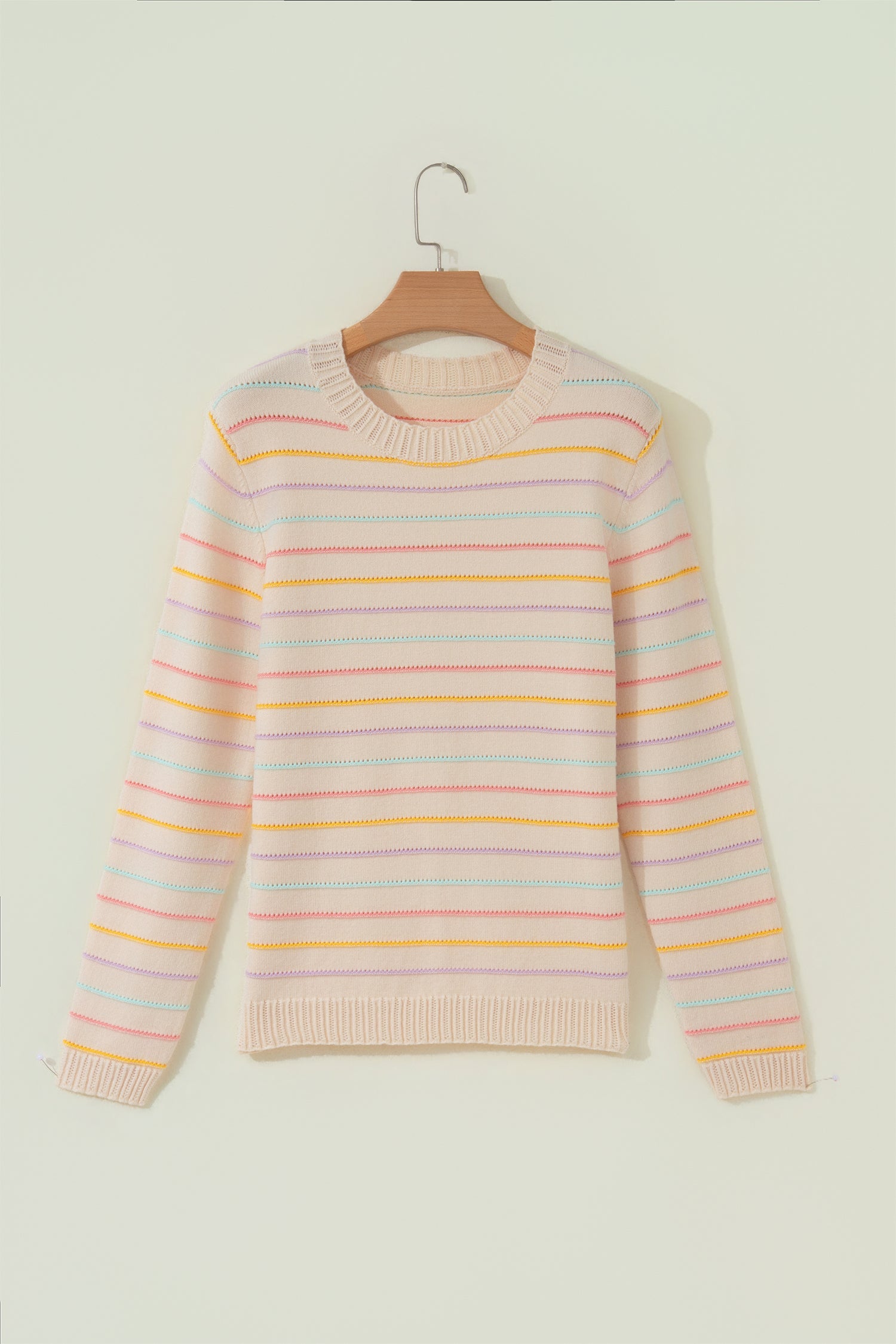 Stripe Crew Neck Long Sleeve Knit Sweater