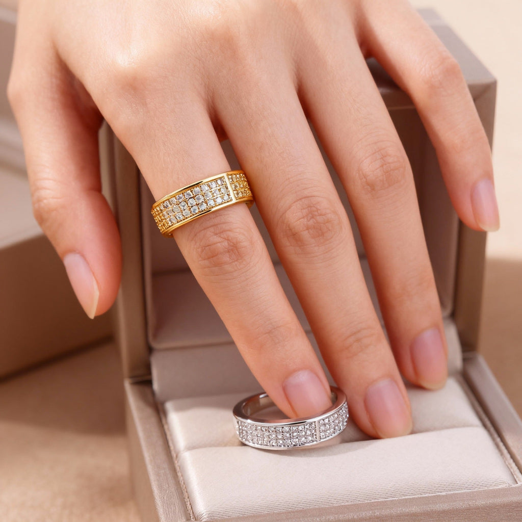 18k Gold-plated Ring, Niche And Unique, With Diamond Setting