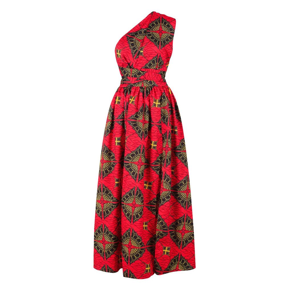 African Print Irregular Dress with Versatility