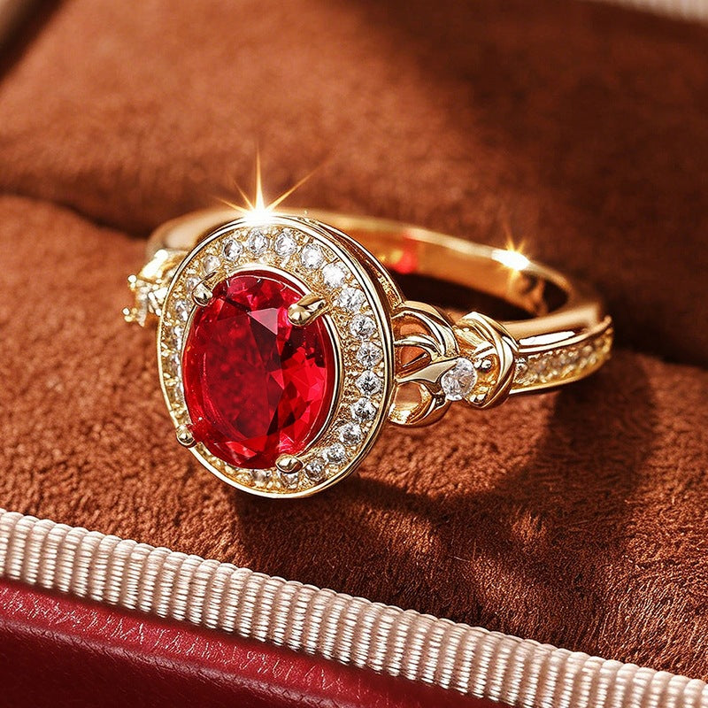 Retro Light-luxury Fully Diamond-studded Ring For Women