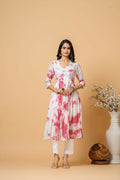 Magenta tie and dye kurta pant set for women