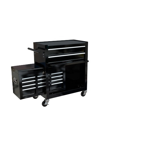 8-Drawer Industrial Rolling Tool Cabinet in Black - Storage Cart