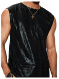 WDIRARA Mens Sheer Mesh Tank Activewear Undershirt Muscle Tee Shirt Gym Workout Tops Black PU Large