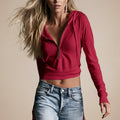 Women's Half-Zip Hooded Crop Sweatshirt