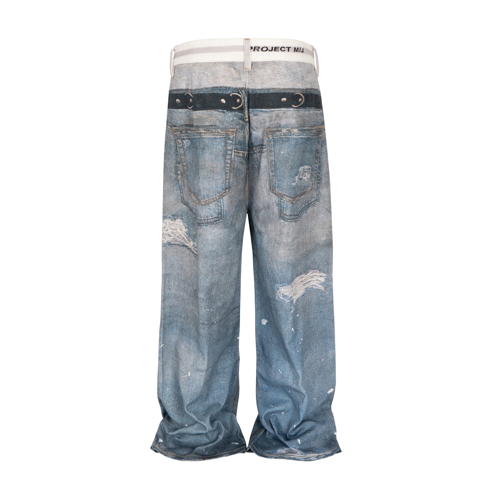 Wideboy Sagged Denim Relaxed Fit Graphic Distressed Jeans - Image 3