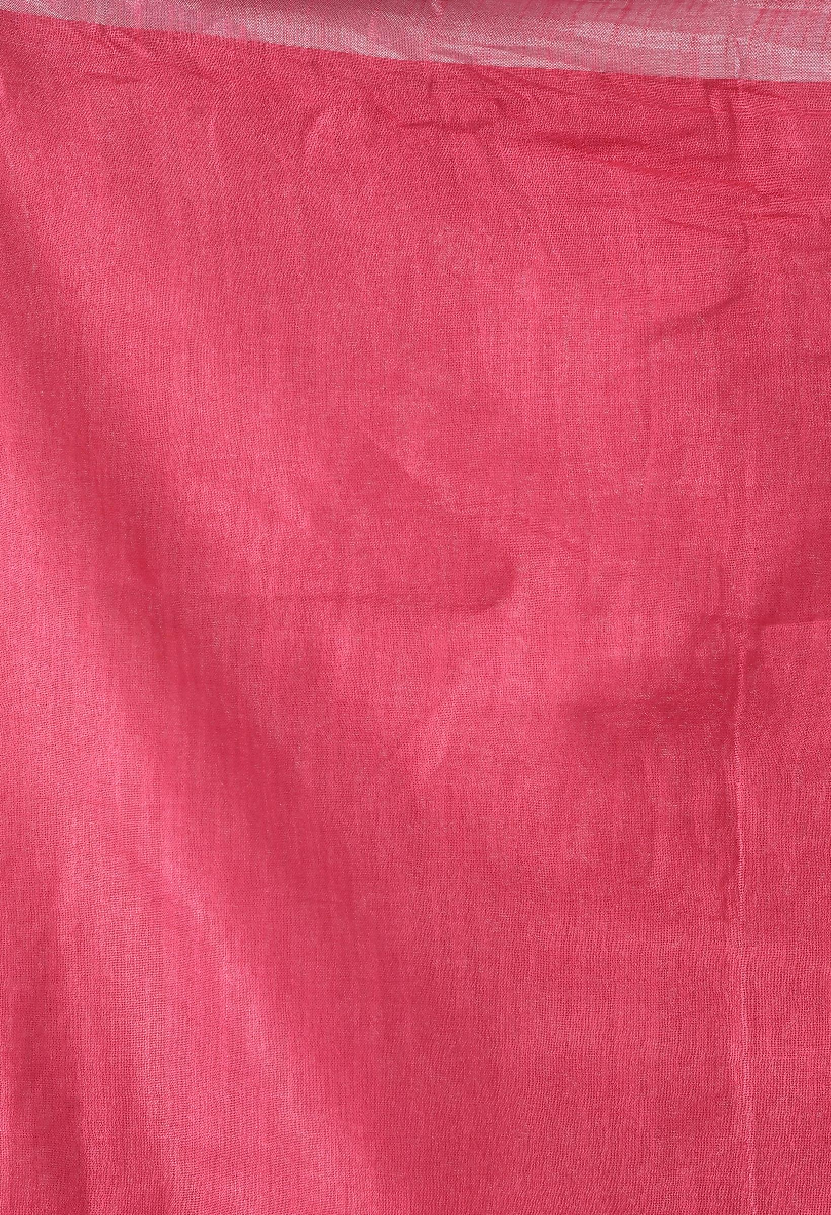 Moeza Pink Bhagalpuri Handloom Silk Linen Saree with Silver Detail