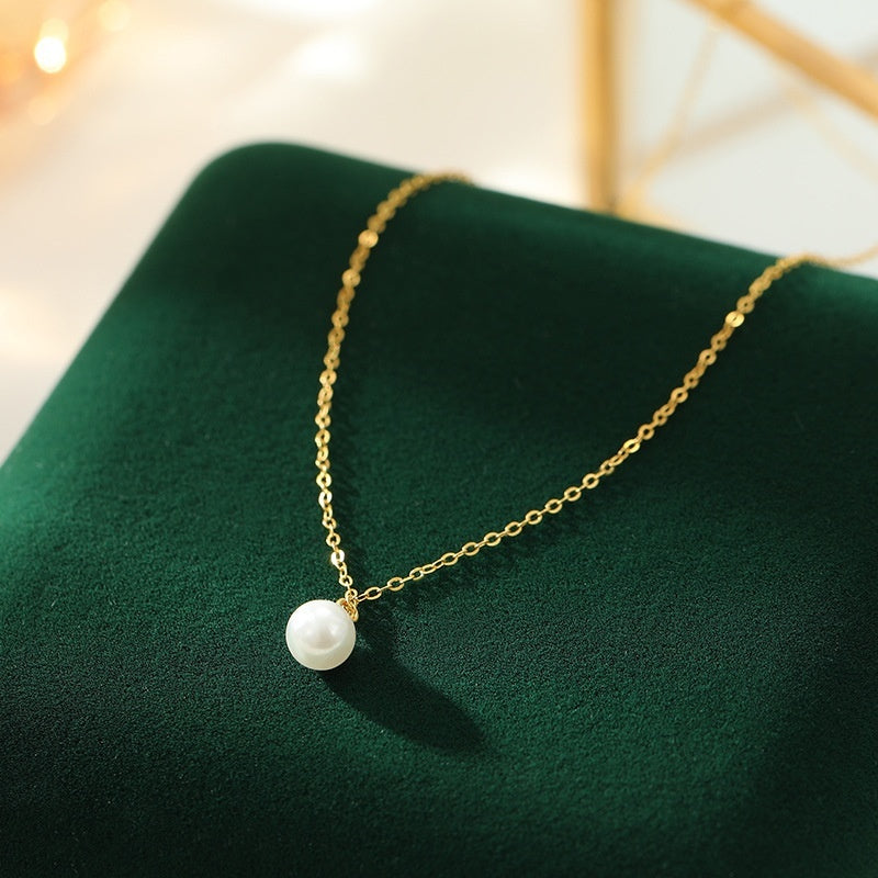 Silver Minimalist Shell-bead Pendant Necklace