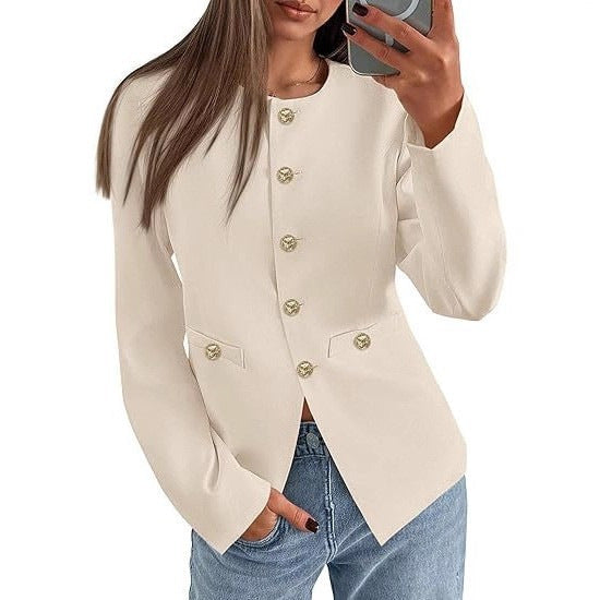Women's Round Neck Long Sleeve Button Down Knit Cardigan Sweater - Image 3
