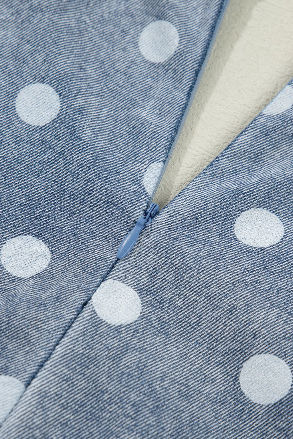 Lexi Tie Pleated Loose Romper in Blue Polka Dot Denim