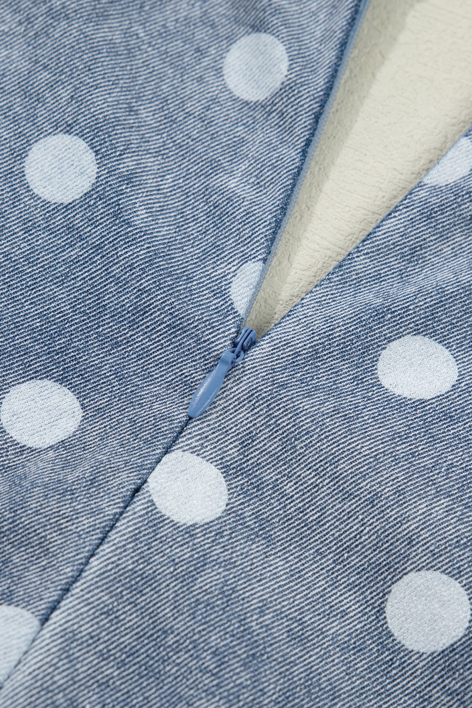 Lexi Tie Pleated Loose Romper in Blue Polka Dot Denim