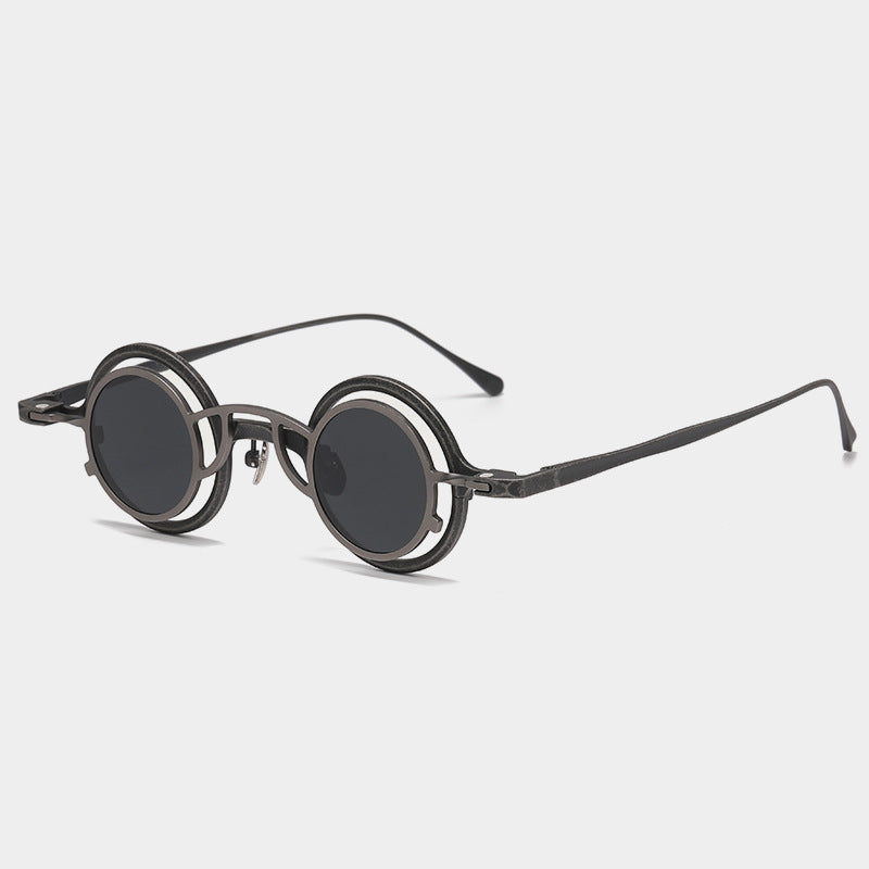 Pure Titanium Small Round Sunglasses Retro Luxury Shades