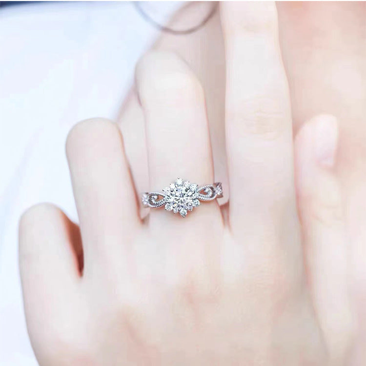 Elegant U-Shaped Copper Ring with Brilliant Round Zircon Inlay