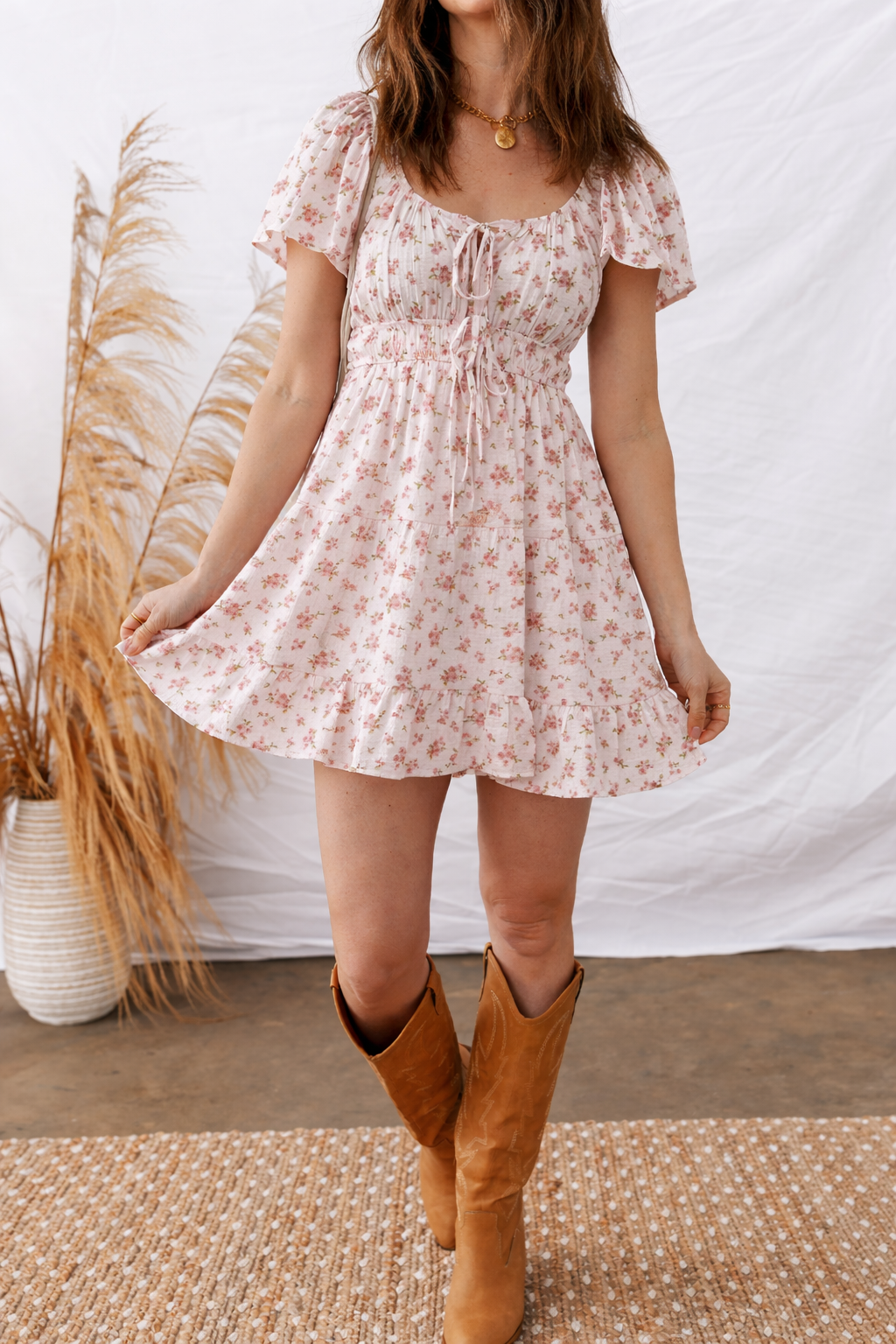 Amari Ruffled Floral Mini Dress