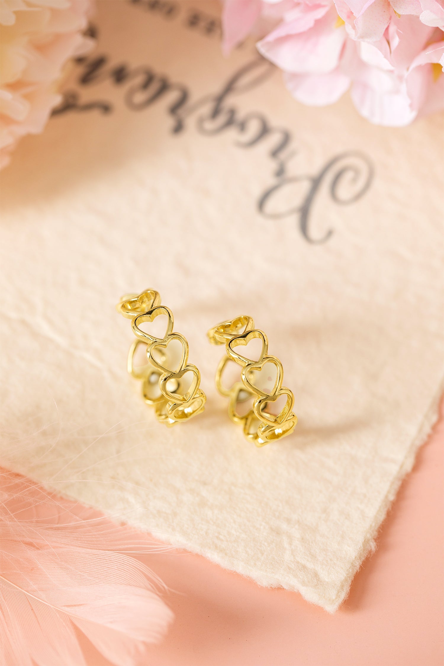 Lavender Link Hoop Stud Earrings