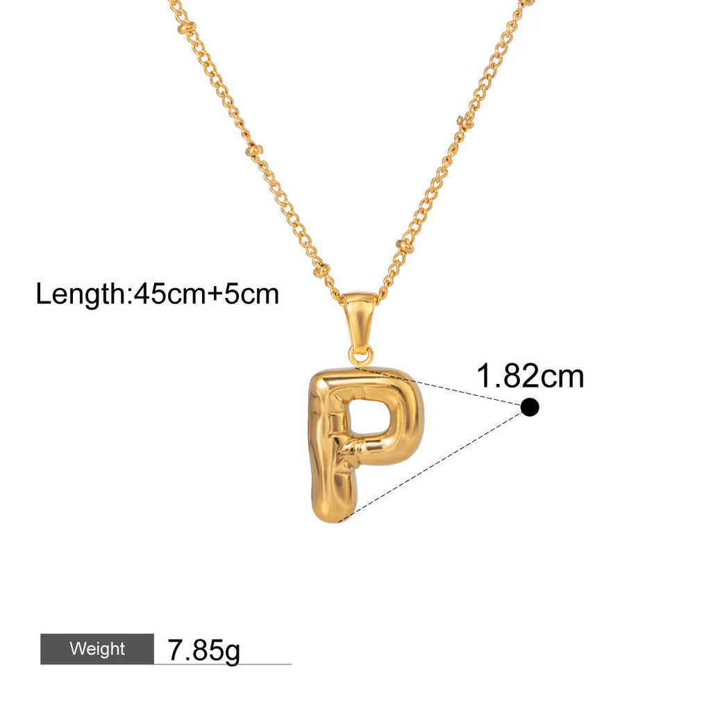 18K gold letters with birthstone design exquisite and noble necklace