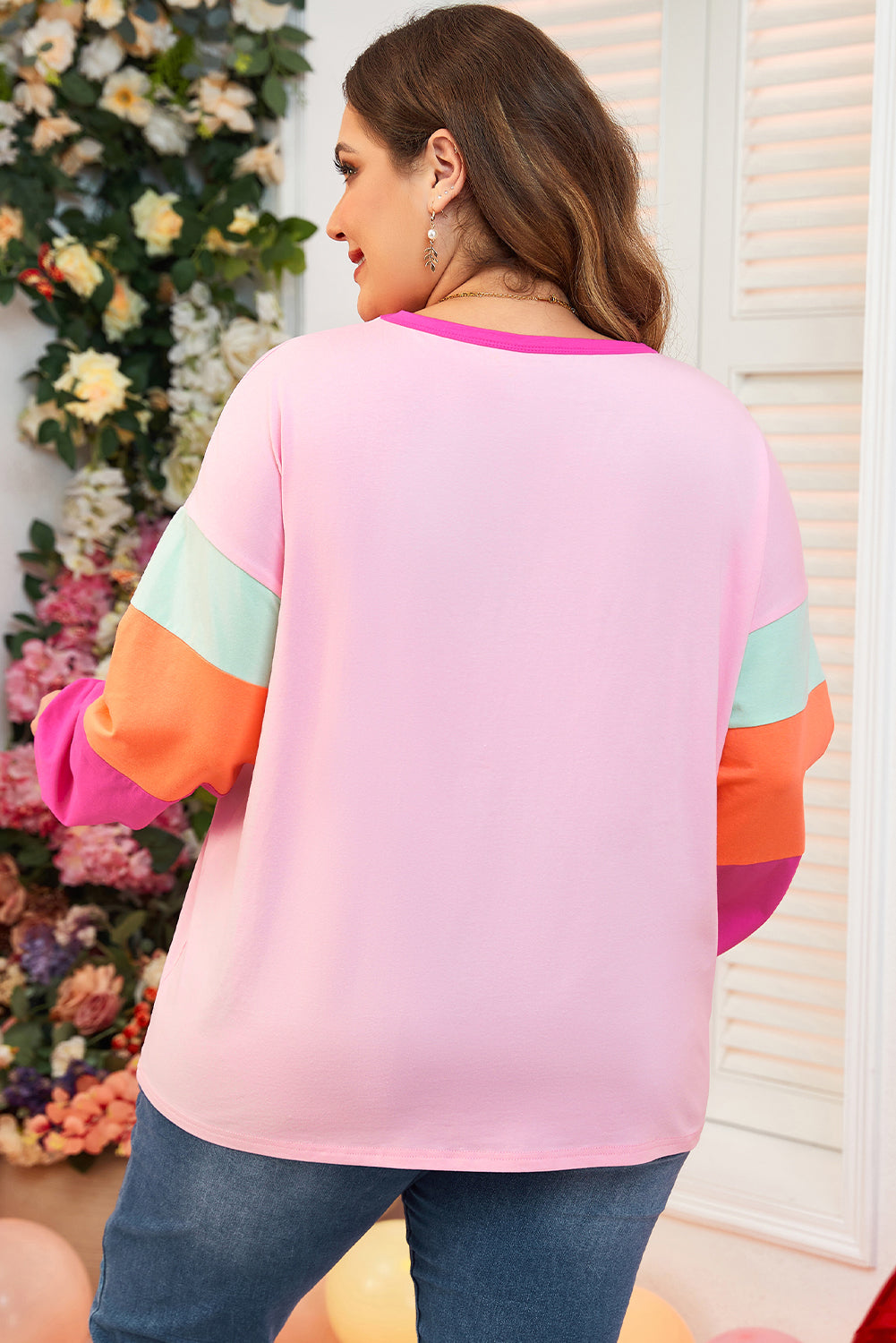 Harlow Plus Size Patchwork Long Sleeve Top