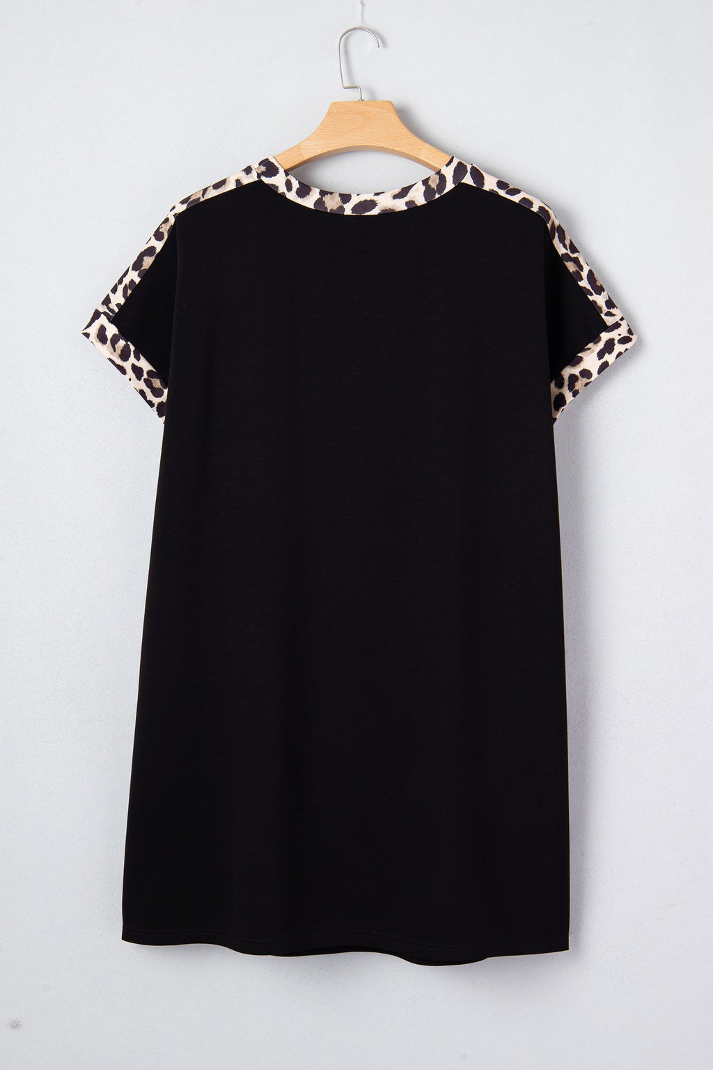 Leopard Patchwork Shift T-Shirt Dress | Knee-Length Knit