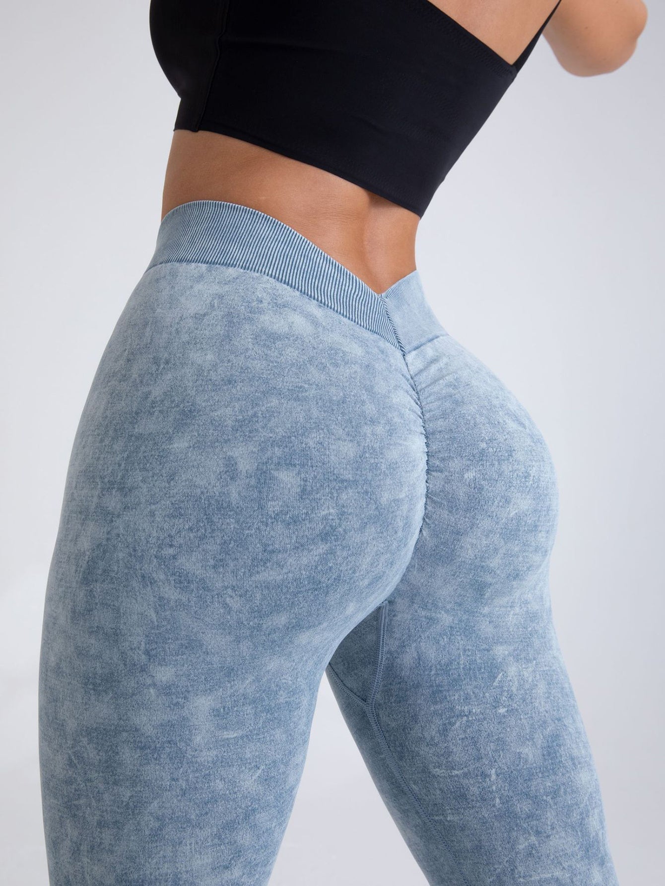 V-Back Scrunch Butt Seamless Yoga Leggings High-Waist Tights