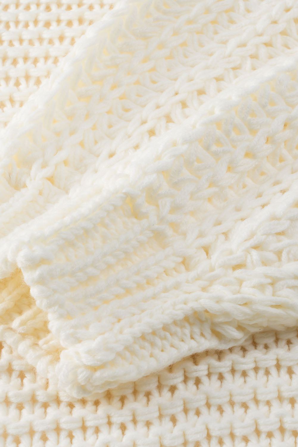 Women's Cream Chunky Knit Open Front Puff Sleeve Cardigan - Image 5