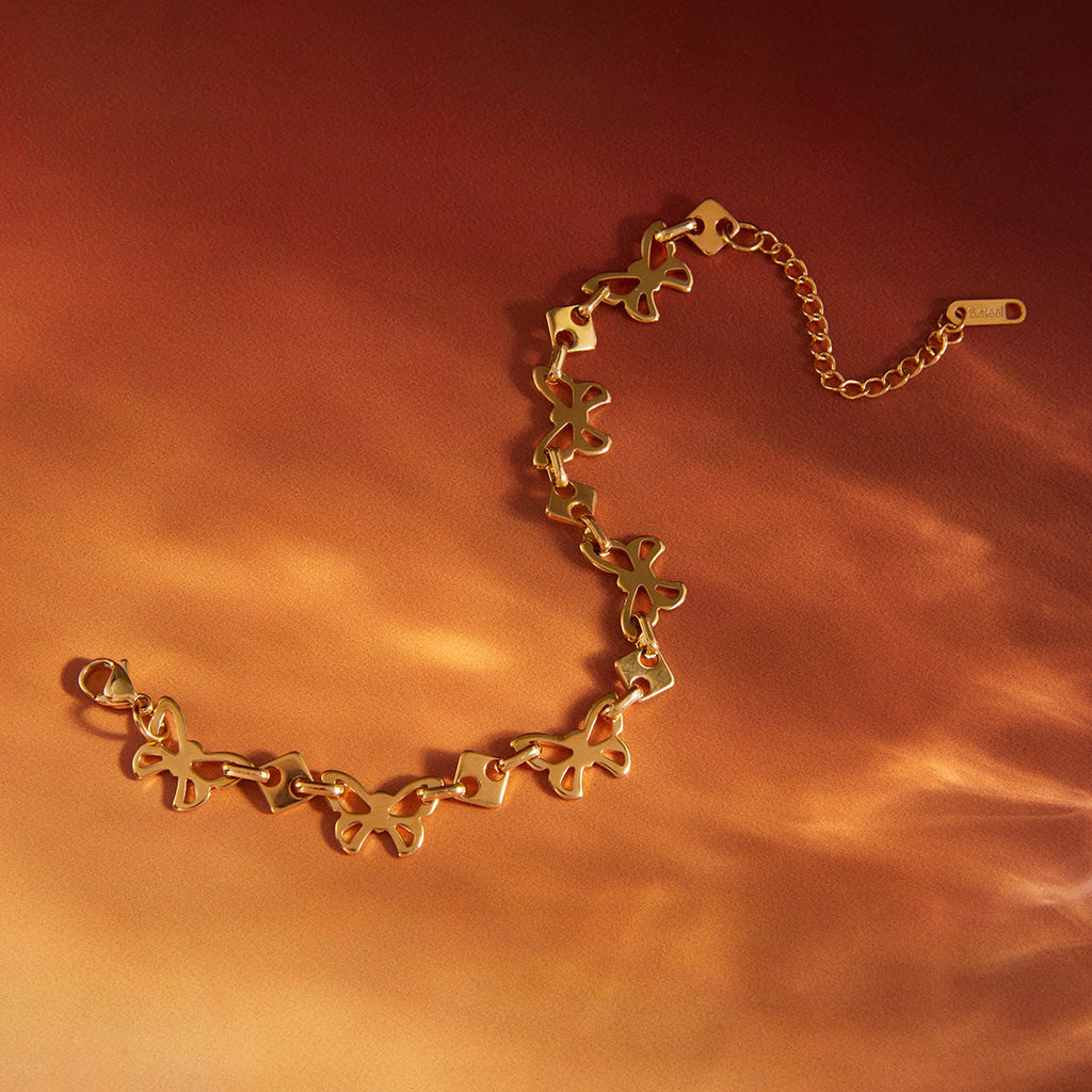 Gold Butterfly Chain Bracelet - Waterproof Stainless Steel