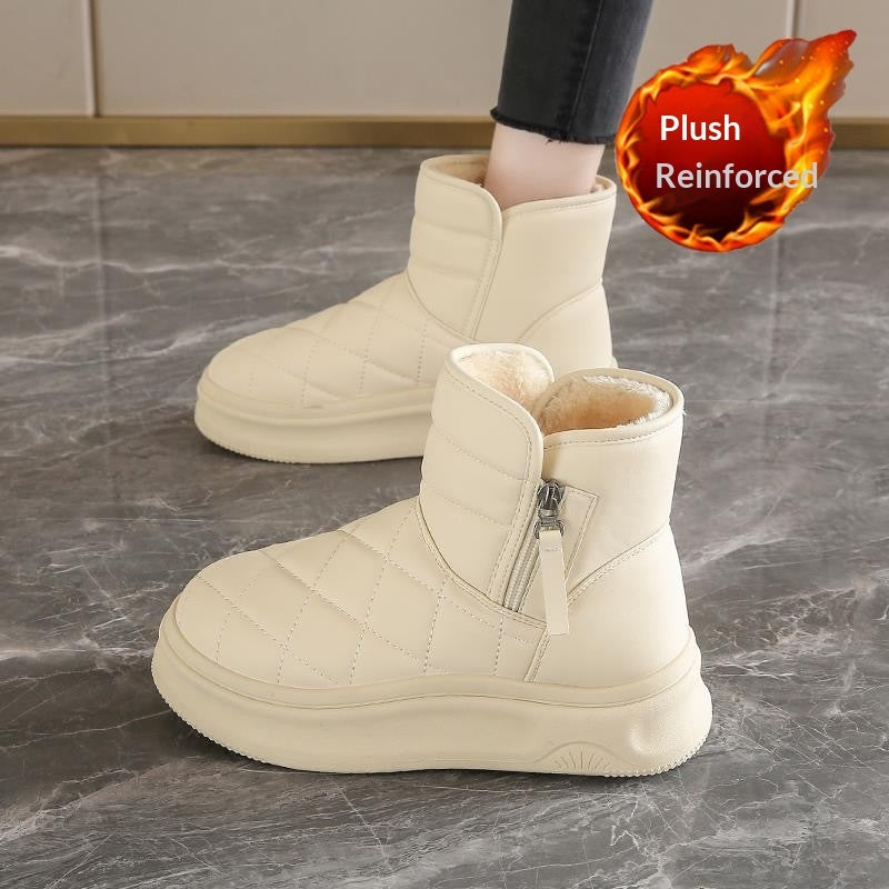 Women’s Warm Fleece-Lined Quilted Ankle Snow Boots Winter Footwear