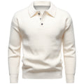 Men's British Style Polo Collar Knit Sweater with Batwing Sleeves
