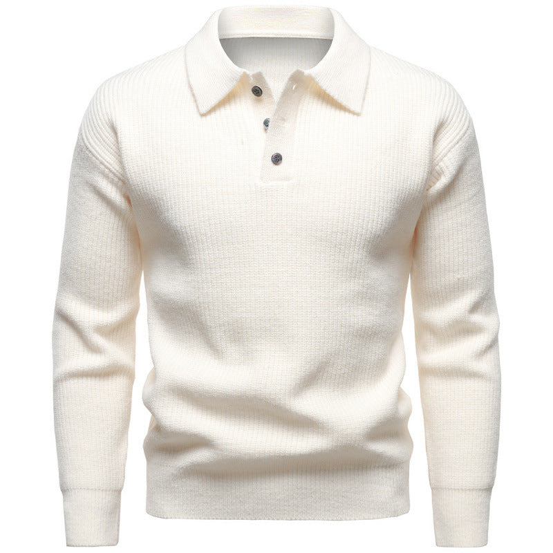 Men's British Style Polo Collar Knit Sweater with Batwing Sleeves