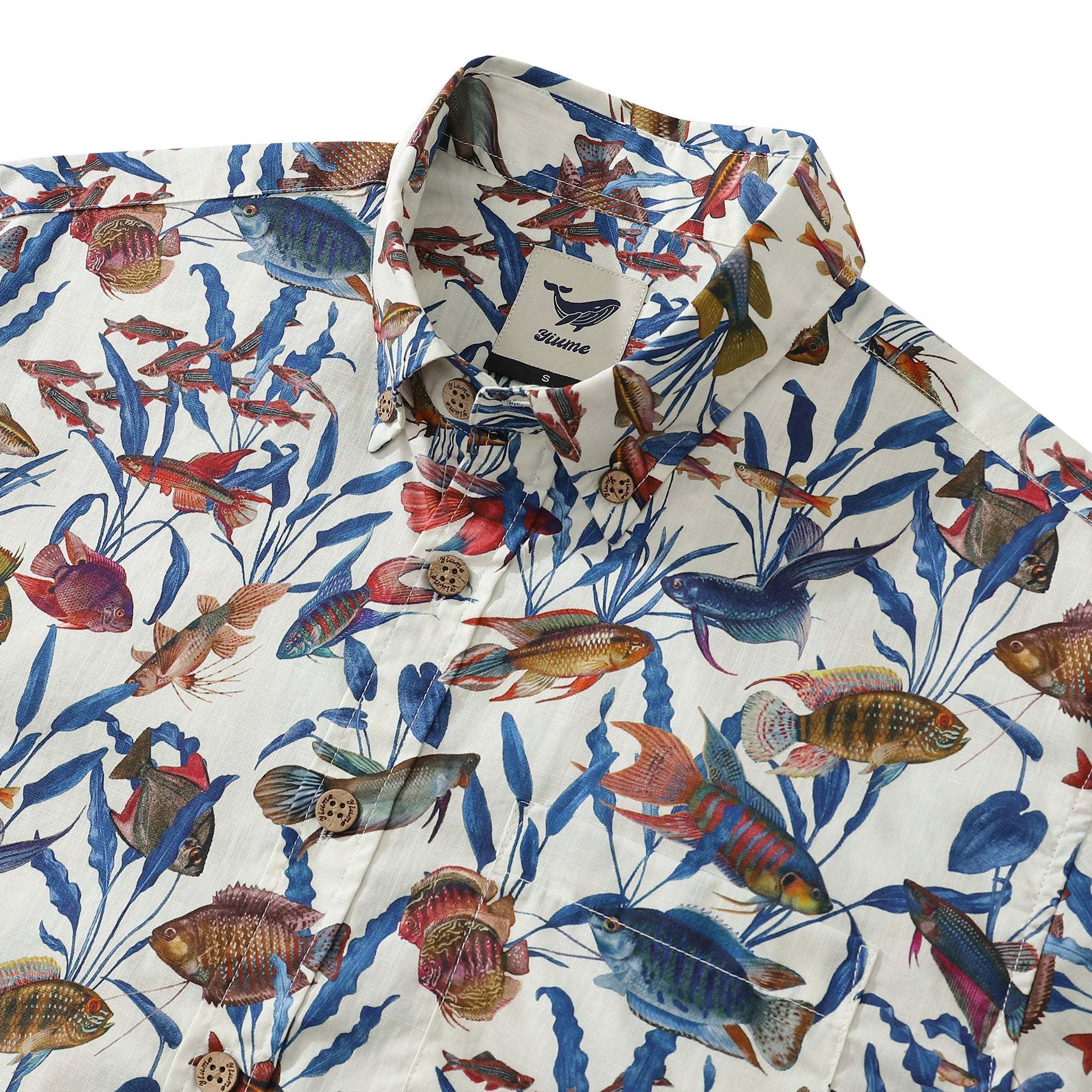Men's Fish Shirt Button Down Tropical Hawaiian Shirts For Men Short Sleeve Aloha Shirt Nature Collector By Amy