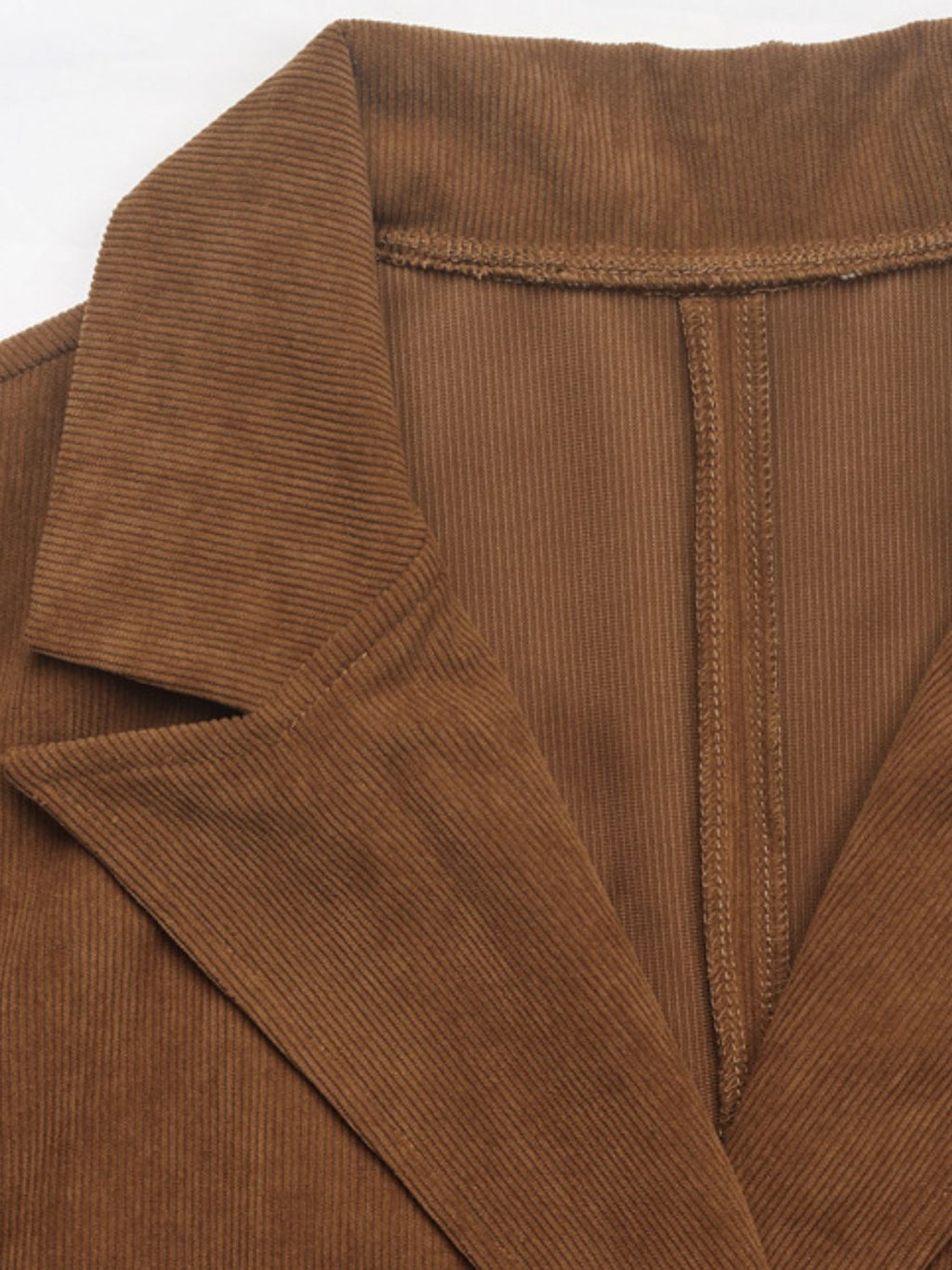 Brown Corduroy Double Breasted Blazer with Flap Pockets - Image 7