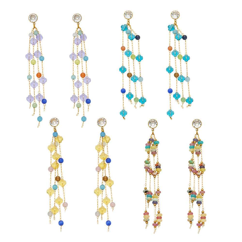 Geometric Natural Crystal Zircon Earrings 18K Gold Plated Titanium Steel Fashion Women Ear Jewelry For Daily Dating Party Occasions